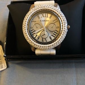NWT Bebe watch with white silicone band